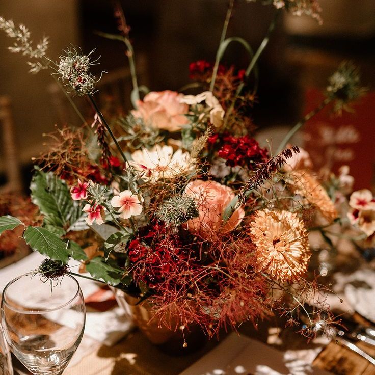 Autumnal Wedding Flowers with Dark Orange & Peach Blooms