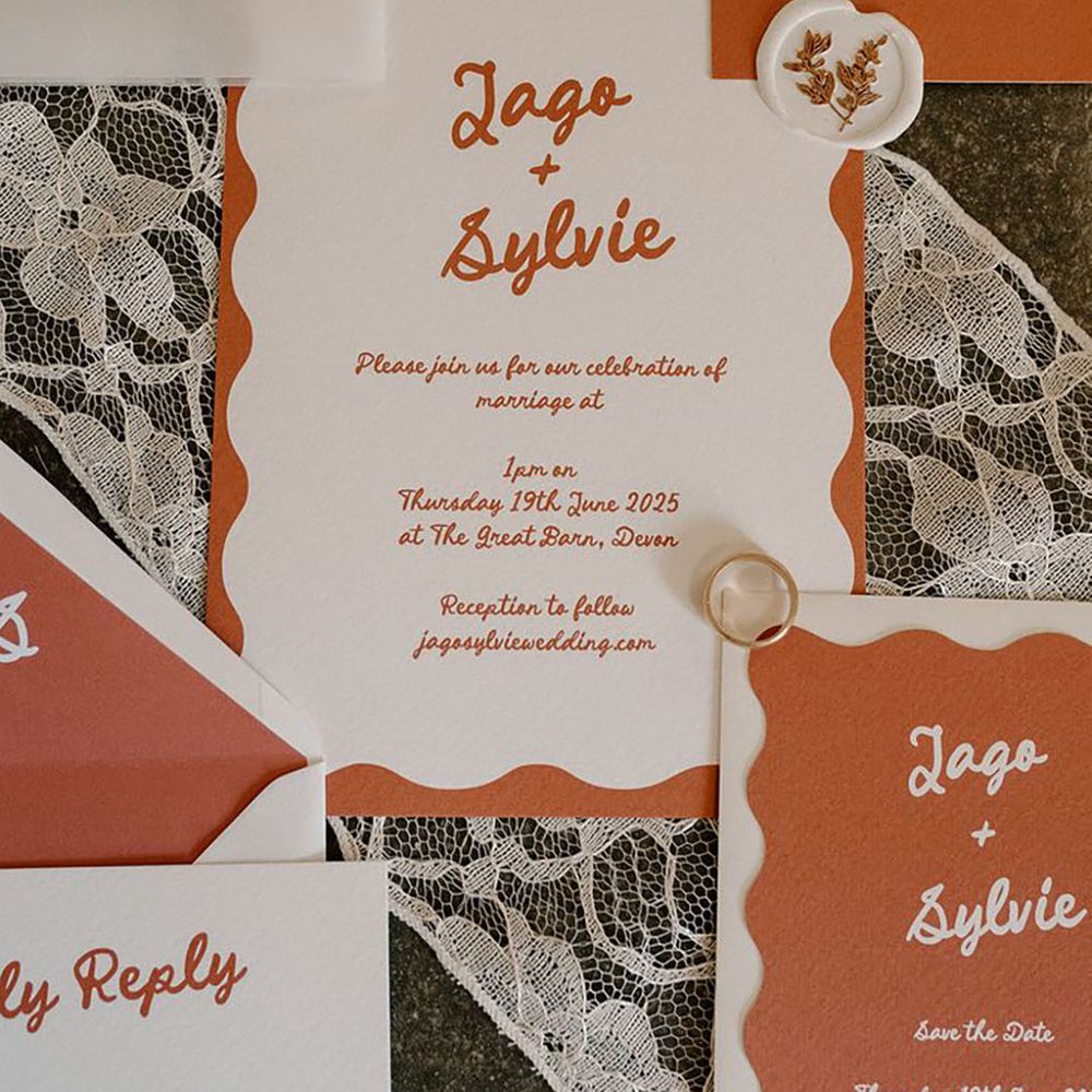 Orange & White Wedding Stationery Suite For Autumnal Wedding