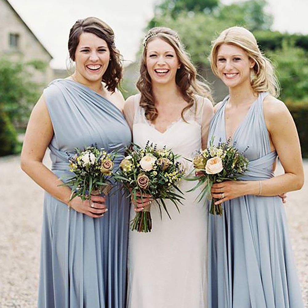 light dusky blue multiway bridesmaid dresses