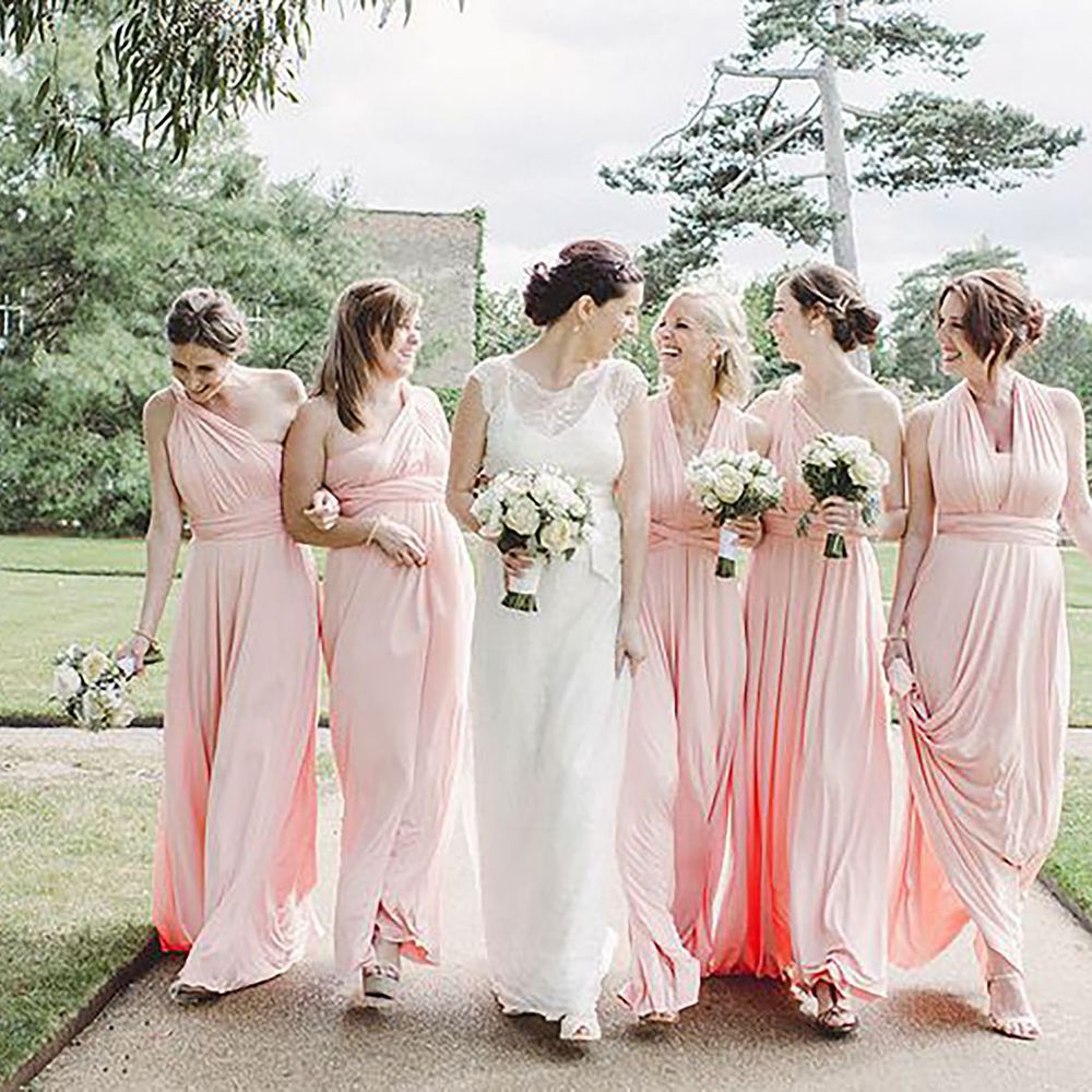 baby pink multiway bridesmaid dresses