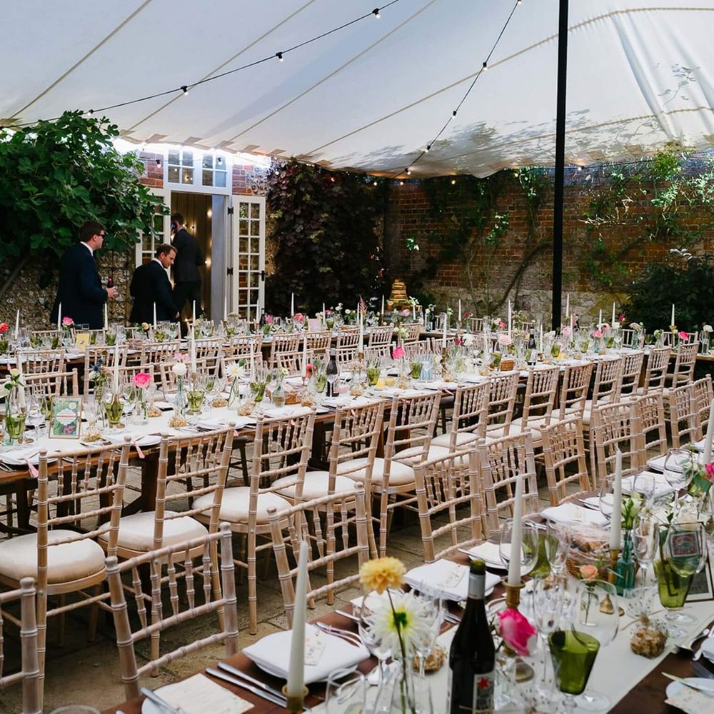 bignor park courtyard detail with canvas wedding venue sussex
