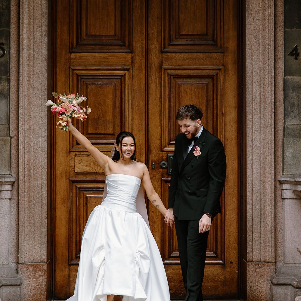 bride groom carved oak doors