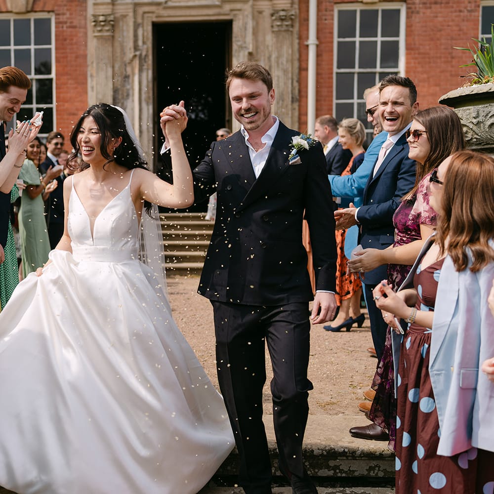 bride groom confetti exit