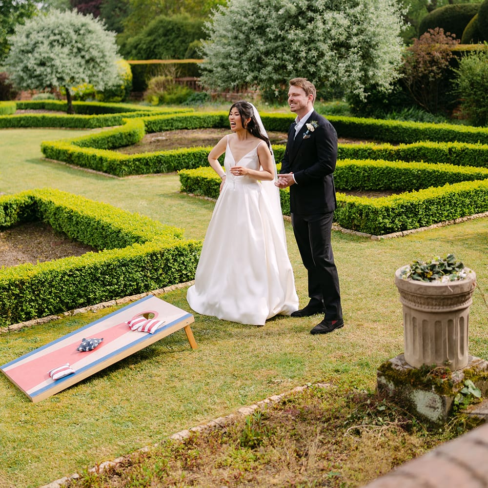 bride groom cornhole garden game