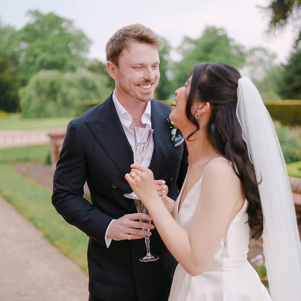 bride groom crystal champagne flutes