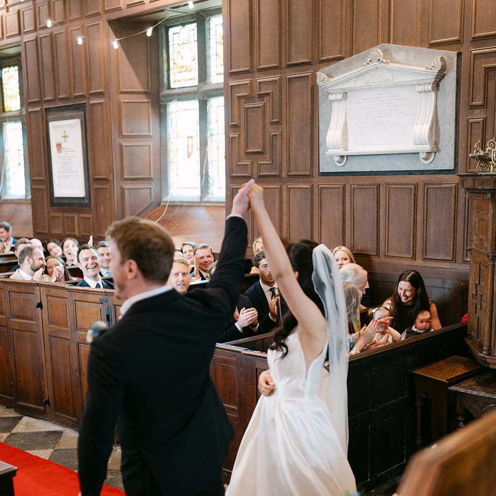 bride groom red carpet recessional