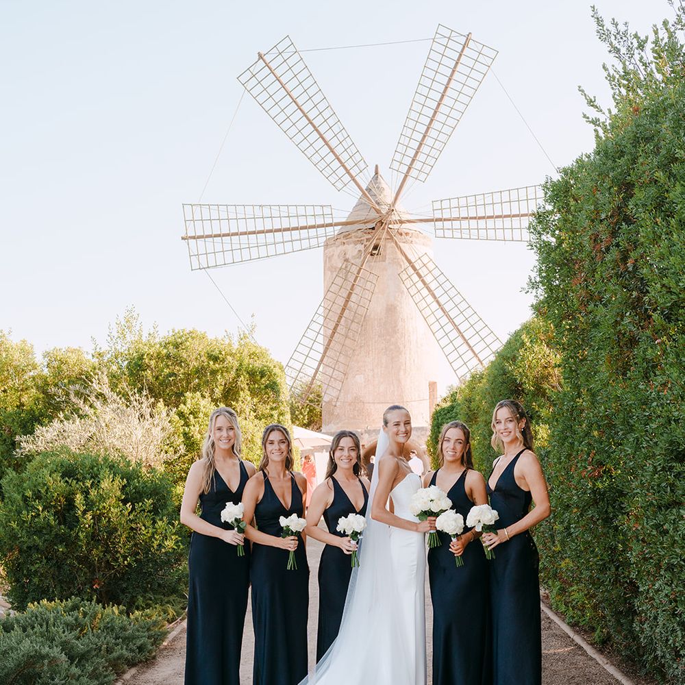bridesmaids navy dresses windmill
