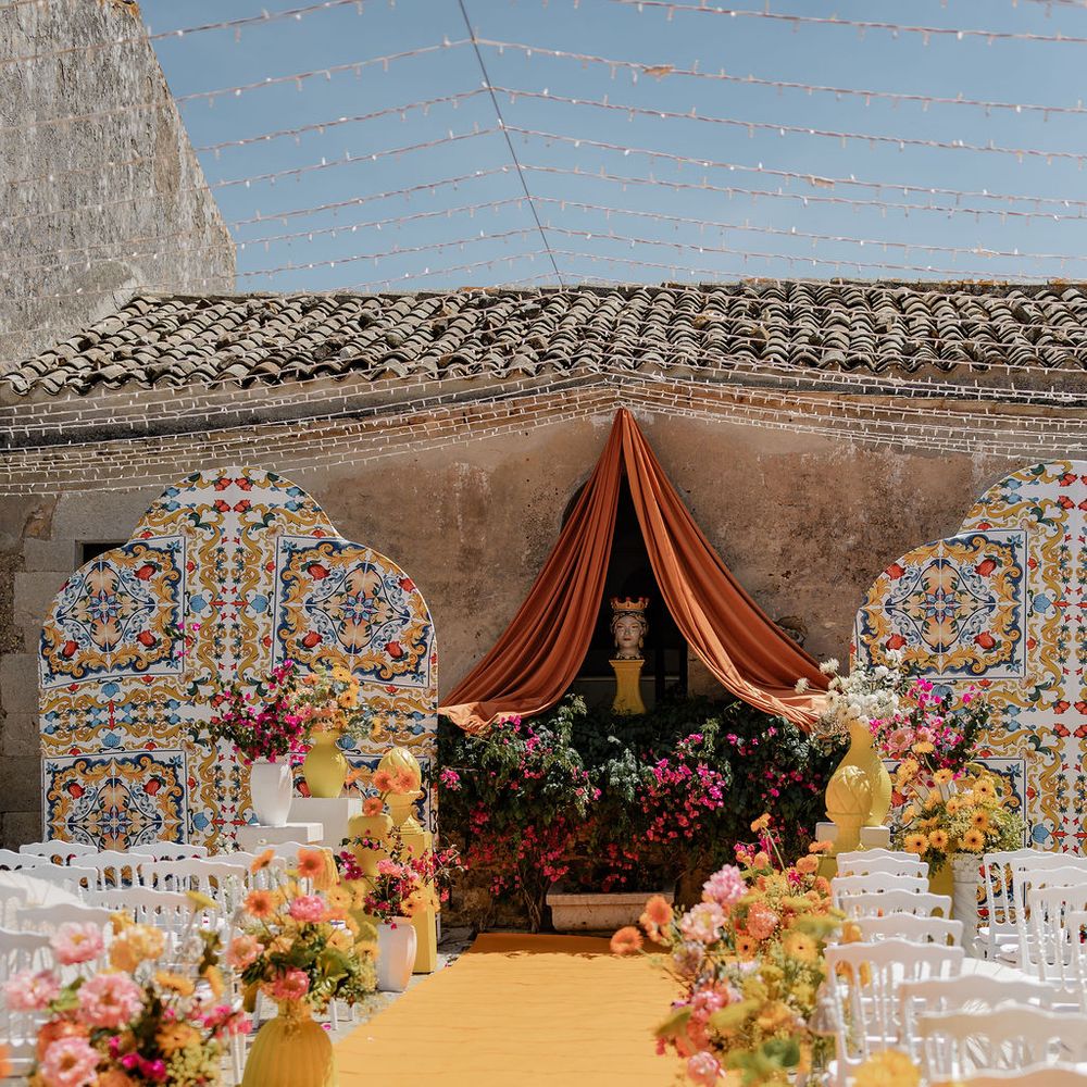 ceremony aisle floral urns