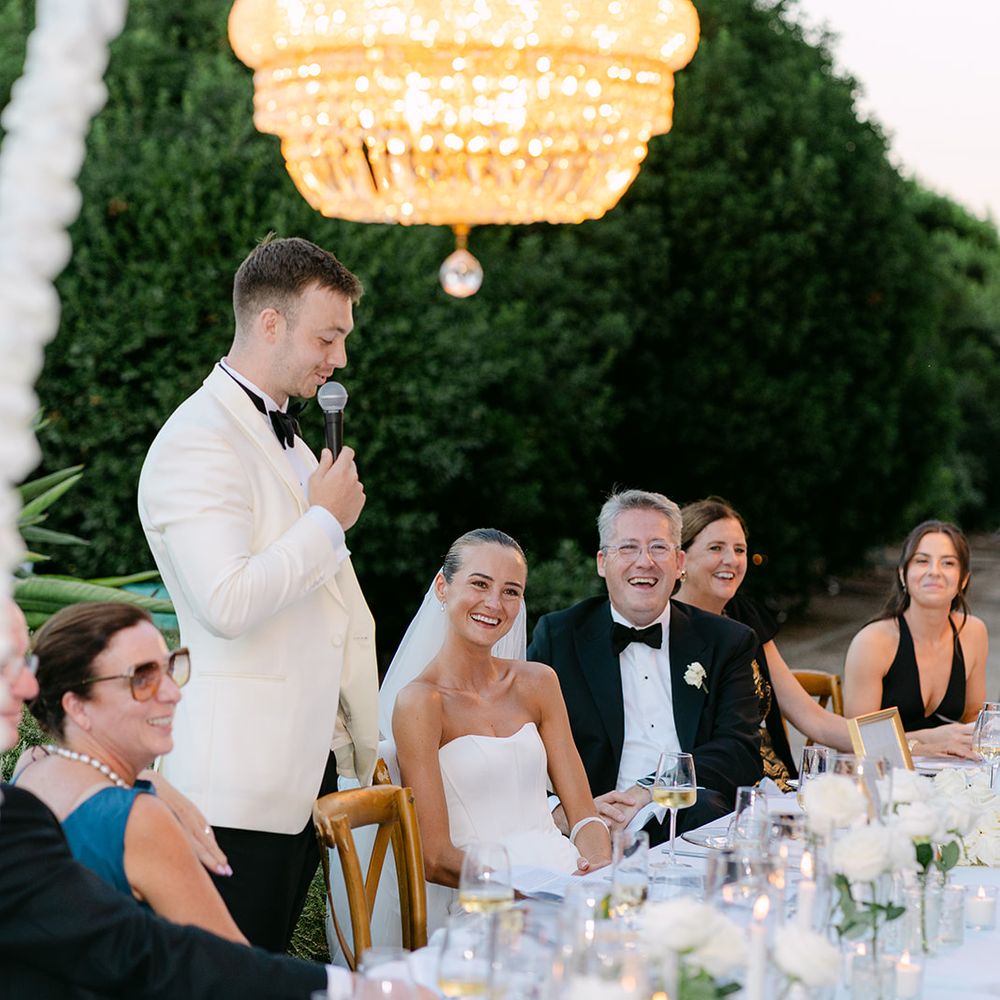 groom speech statement chandelier
