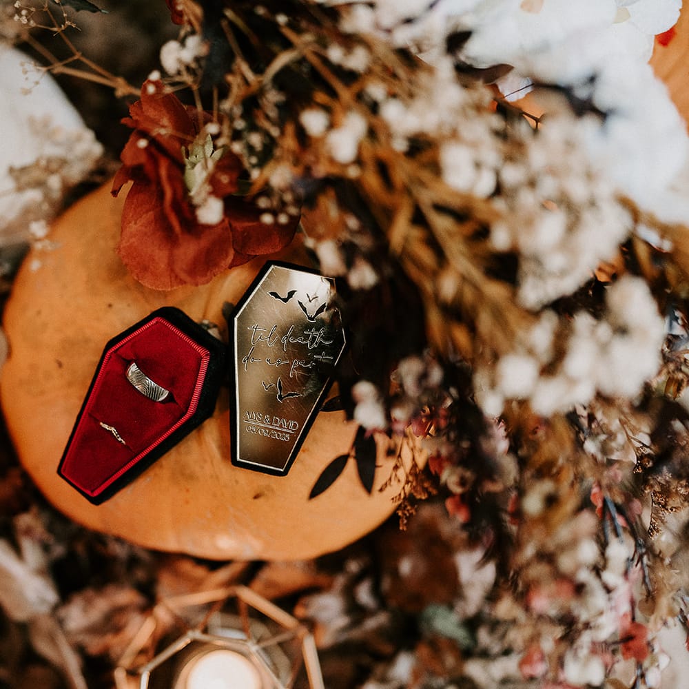 halloween coffin ring box pumpkin