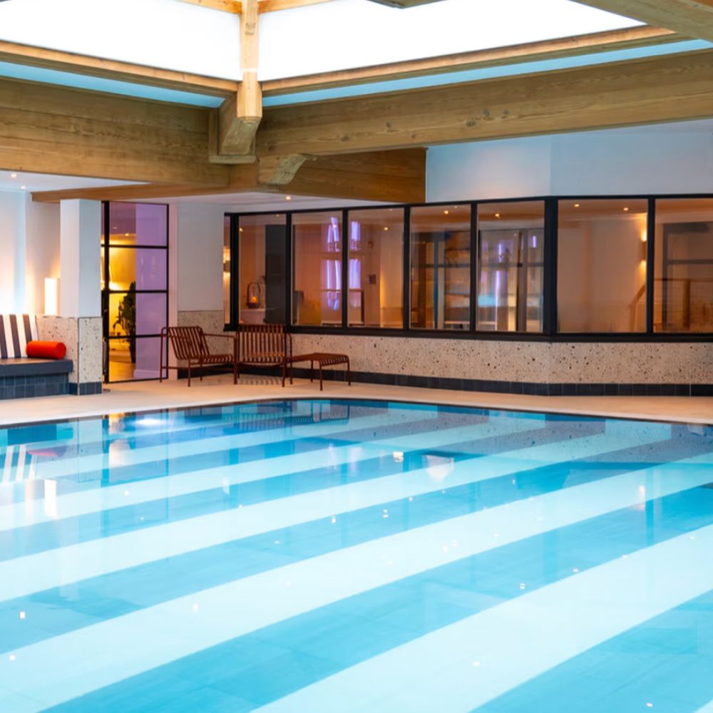 indoor pool wooden skylight at solent hotel and spa