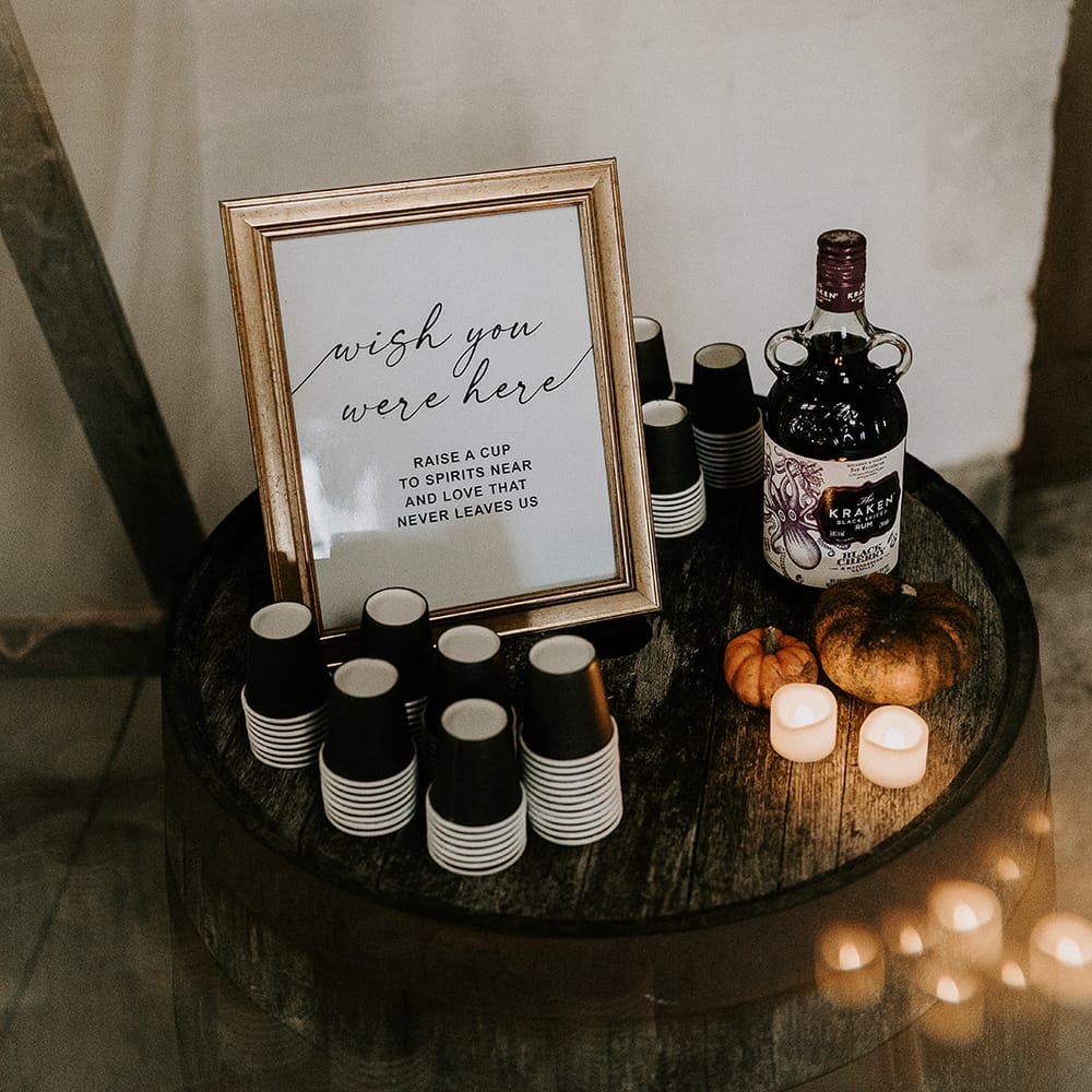 kraken rum halloween memorial table