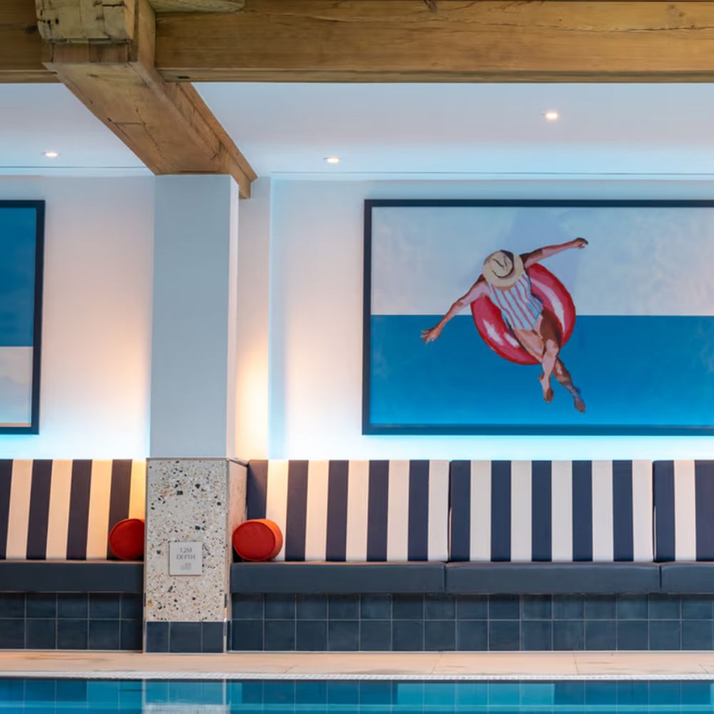 pool swimmer float mural at solent spa