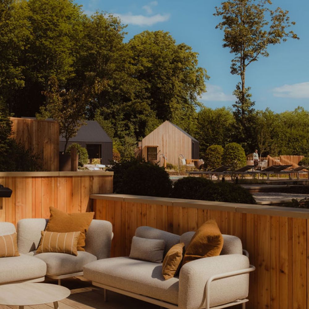 poolside lounge wooden fence at gisborough hall