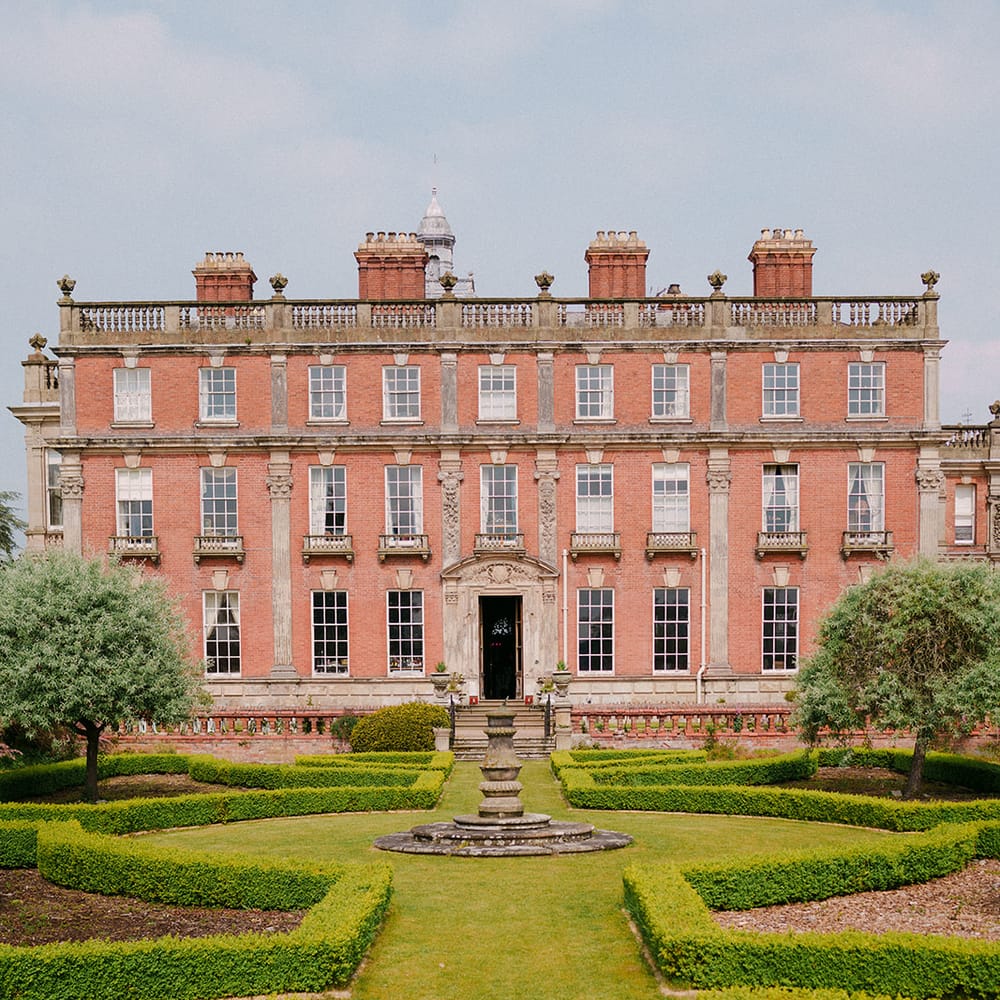red brick country house parterre