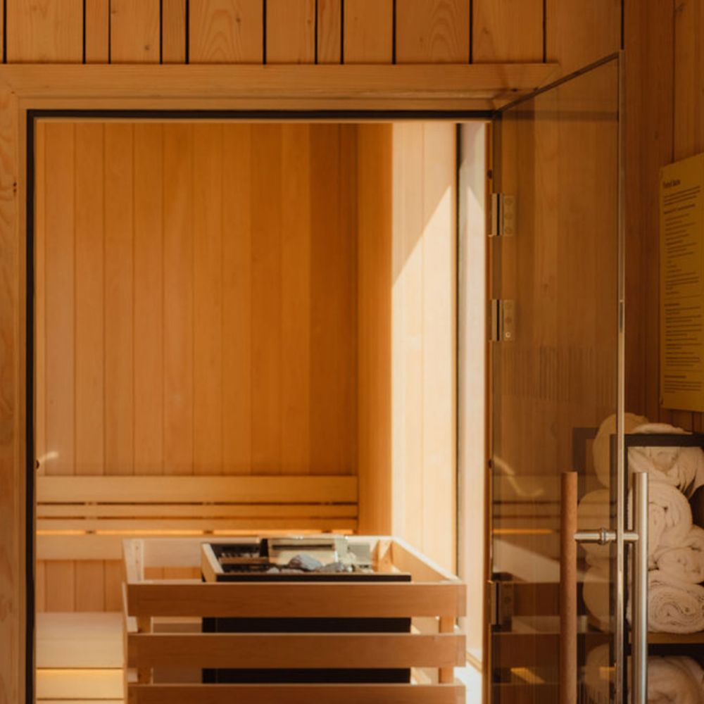 sauna interior hanging robe at gisborough hall spa