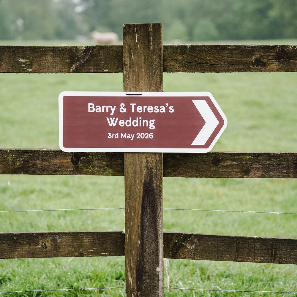 wedding sign wooden fence post