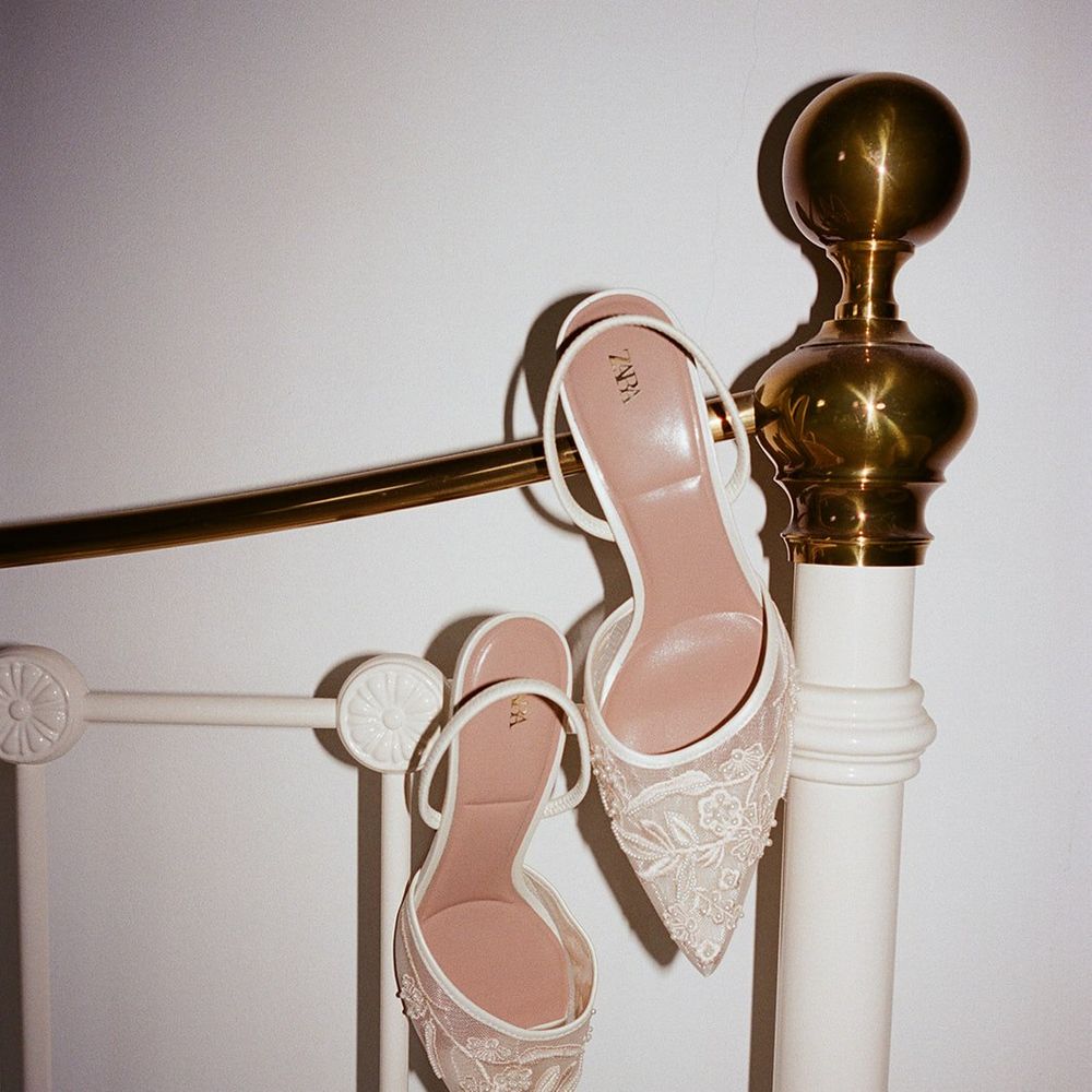zara lace heels brass bedpost