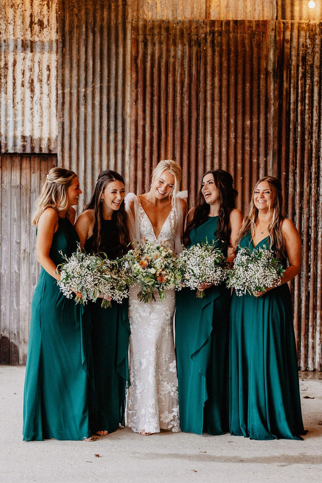 Silchester Farm Wedding With Green Bridesmaid Dresses