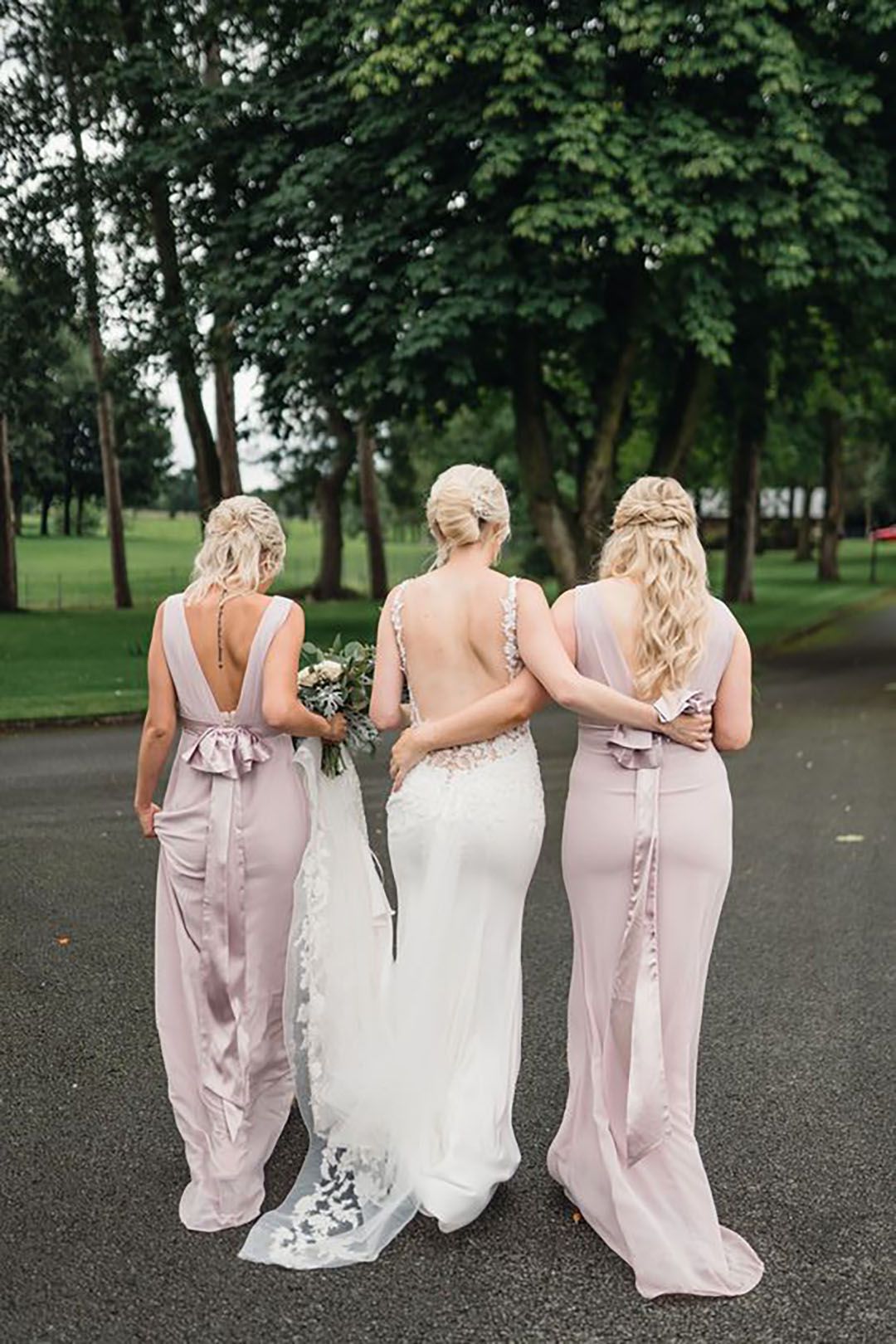 Blush colored bridesmaid gowns best sale