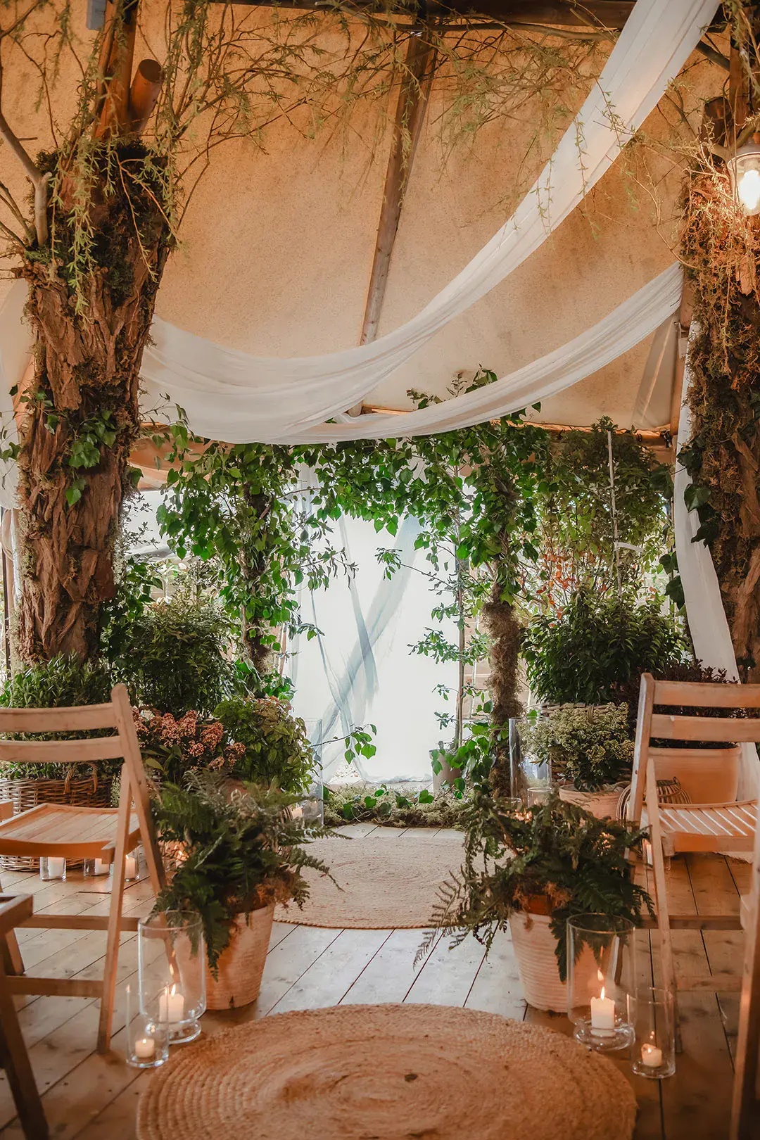 The Garden Tipi sustainable wedding with zero waste by using ethically sourced decor and materials 