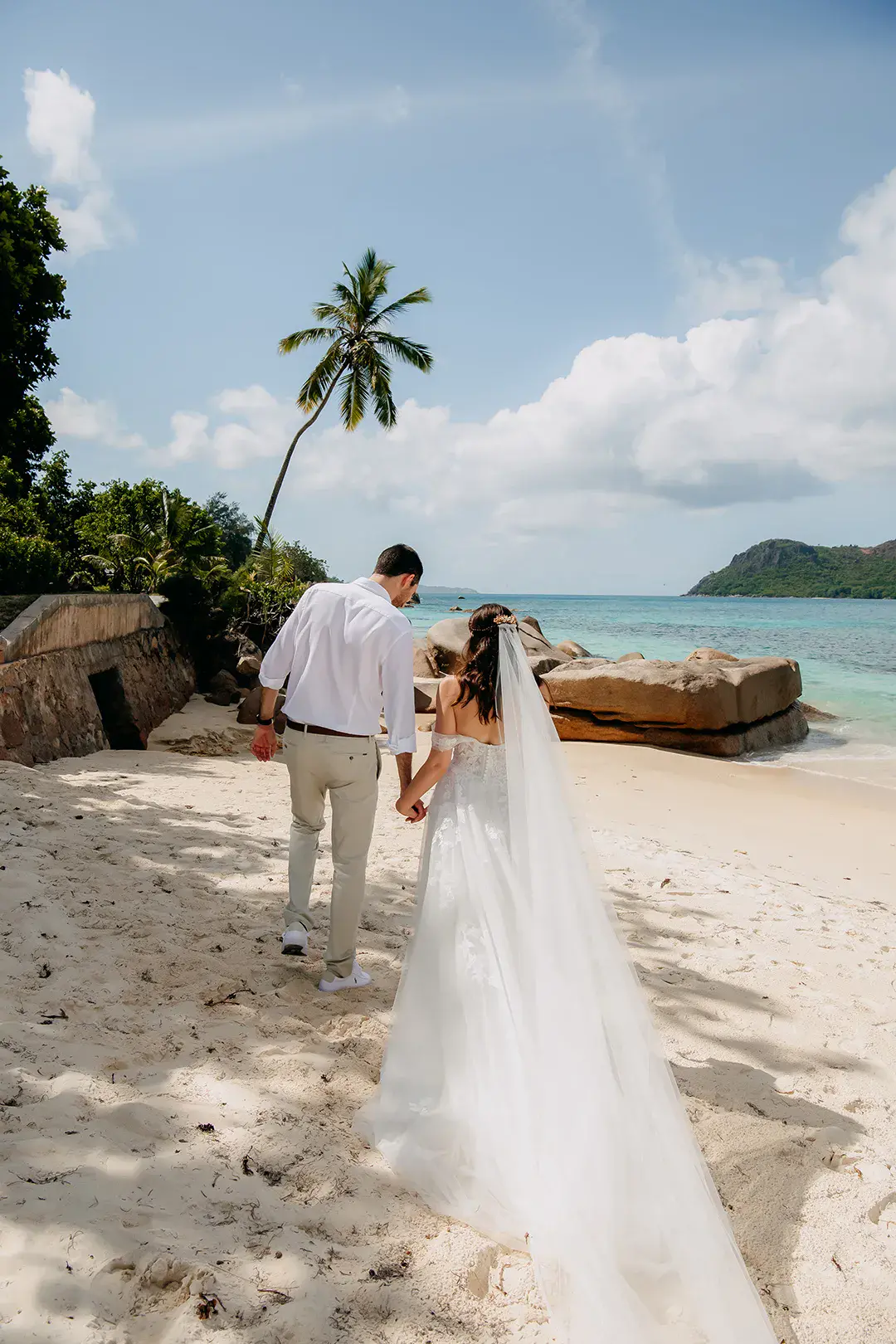 Seychelles Elopement With Beach Portraits & Champagne Pop