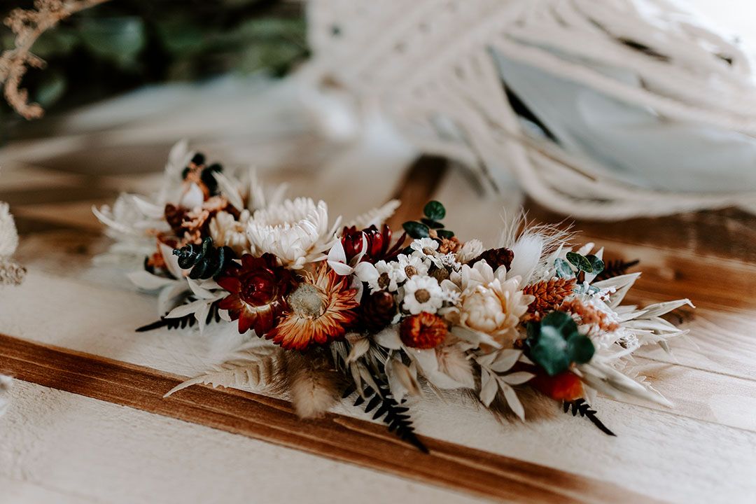 Boho dried flower online crown for hat