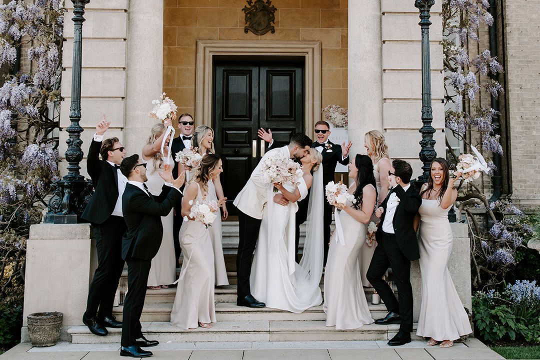 Hedsor House Black Tie Wedding With Pale Pink Bridesmaid Dresses