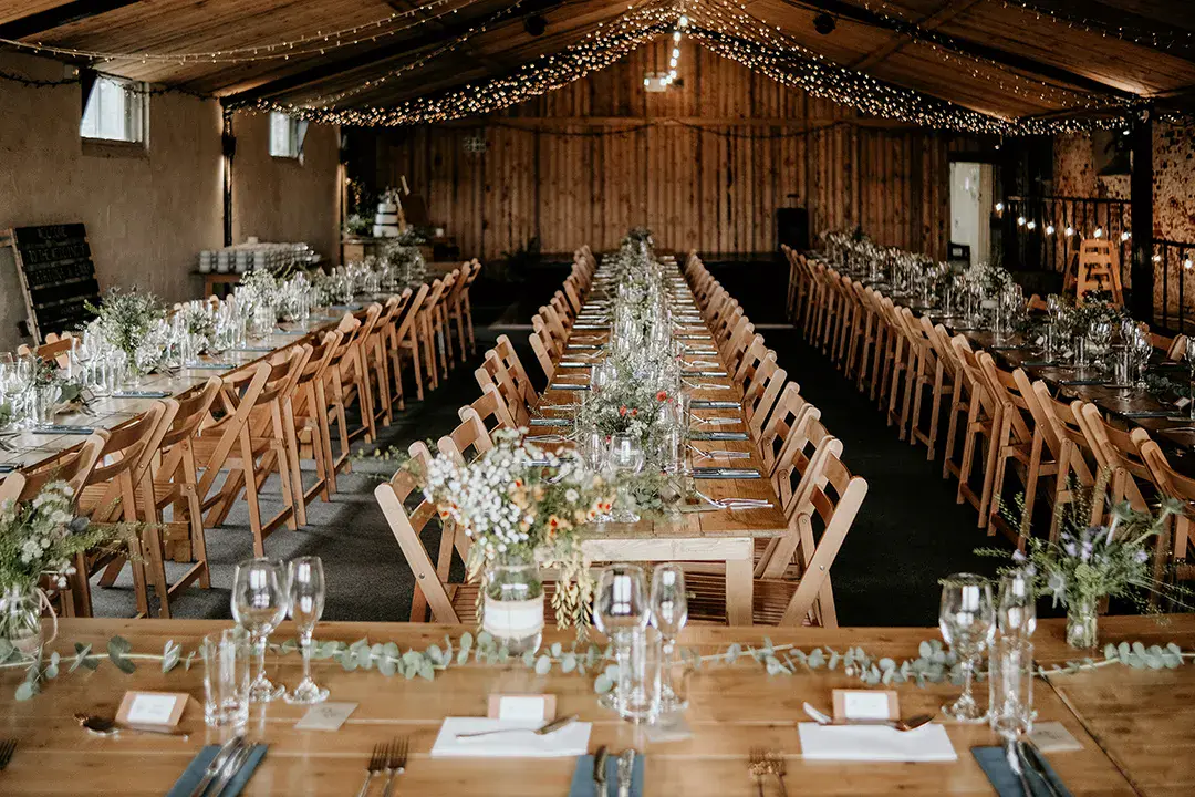 Stanford Farm Wedding With Festival Flags & Fairy Lights