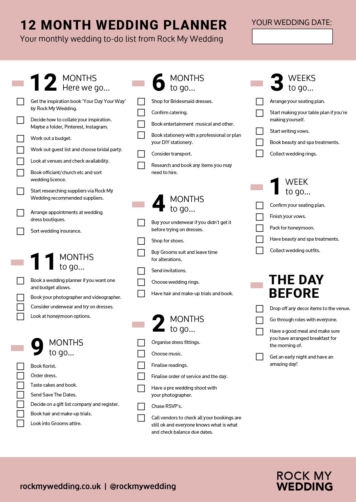 12 month wedding planning checklist