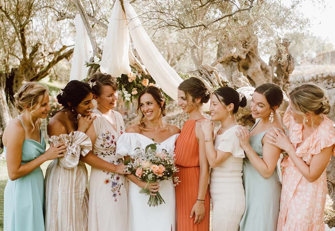 Mismatched Bridesmaid Dresses Inspiration - Different Styles & Shades