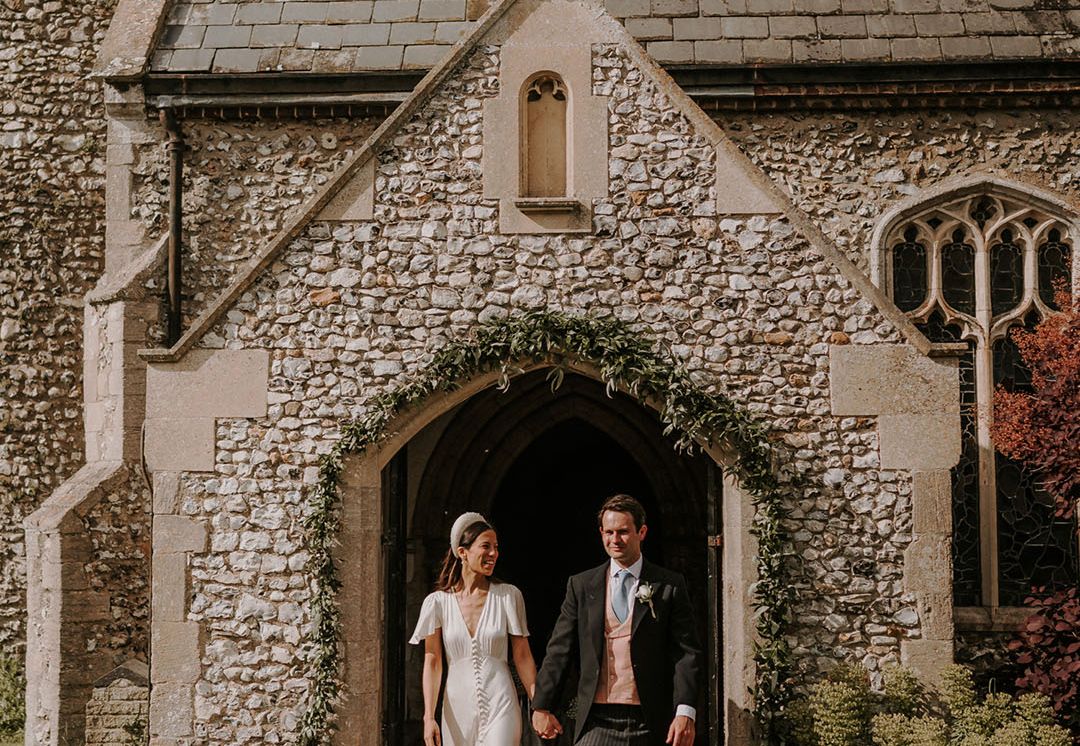 Ghost Wedding Dress at Tuscany Style Wedding in Norfolk with Olive Trees