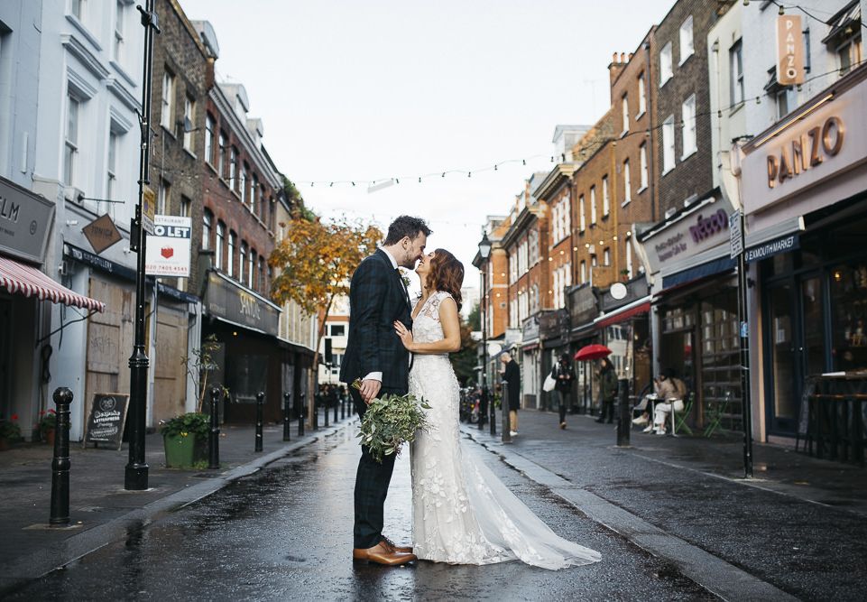 Phase Eight Wedding Dress with Foliage Bouquet at Finsbury Town Hall ...