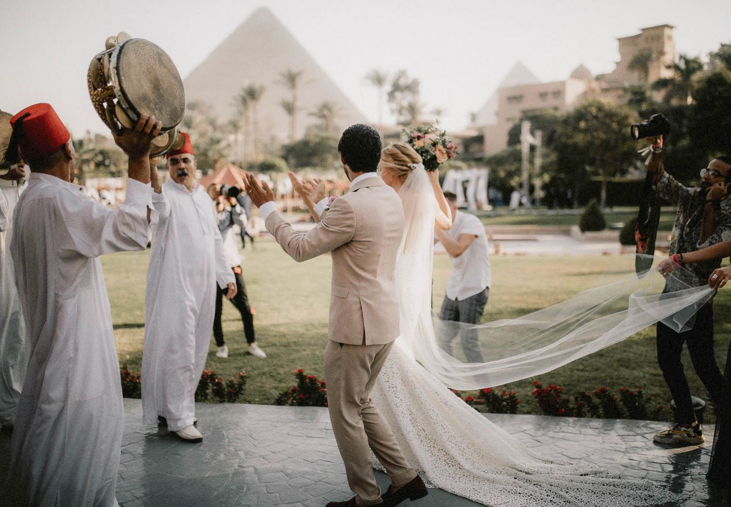 Egypt Wedding with Bright Flowers and Laudae Bridal Gown - Rock My Wedding