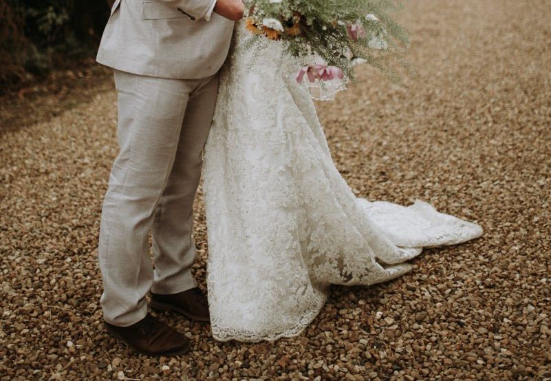 Garden for wedding ceremony in a clear span marquee with DIY decor