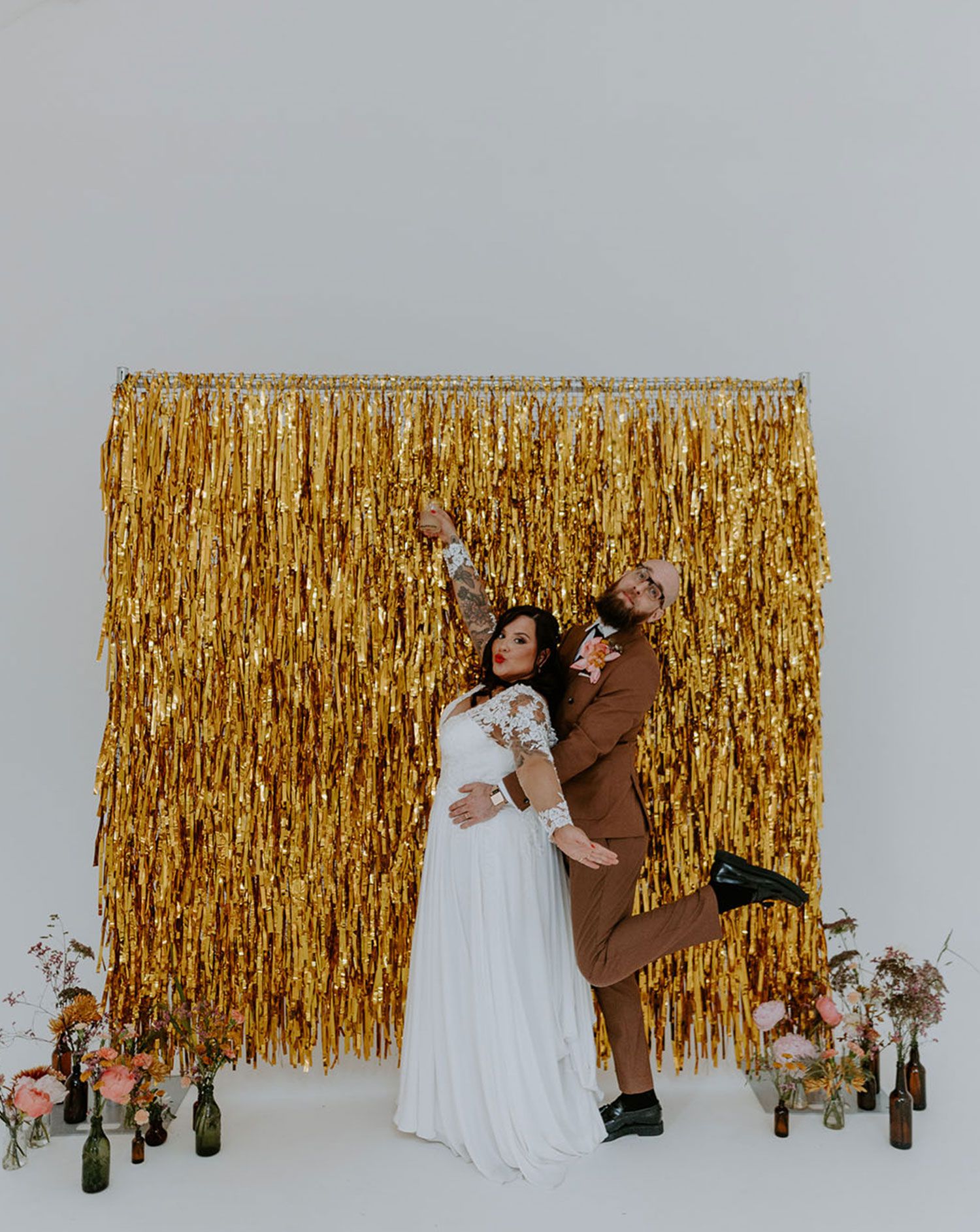 Gold Streamers Wedding Decor At industrial Wedding - Rock My Wedding