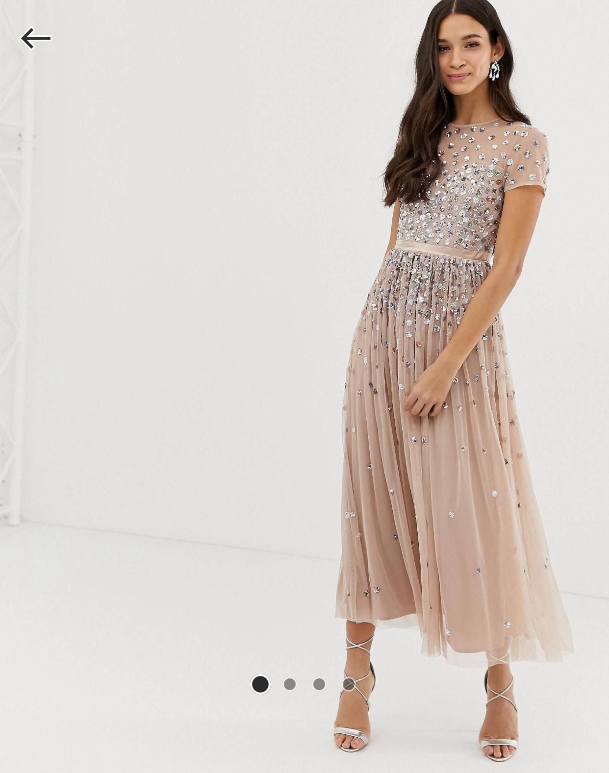 Maya cap sleeve midaxi dress with shop applique delicate sequins in taupe blush