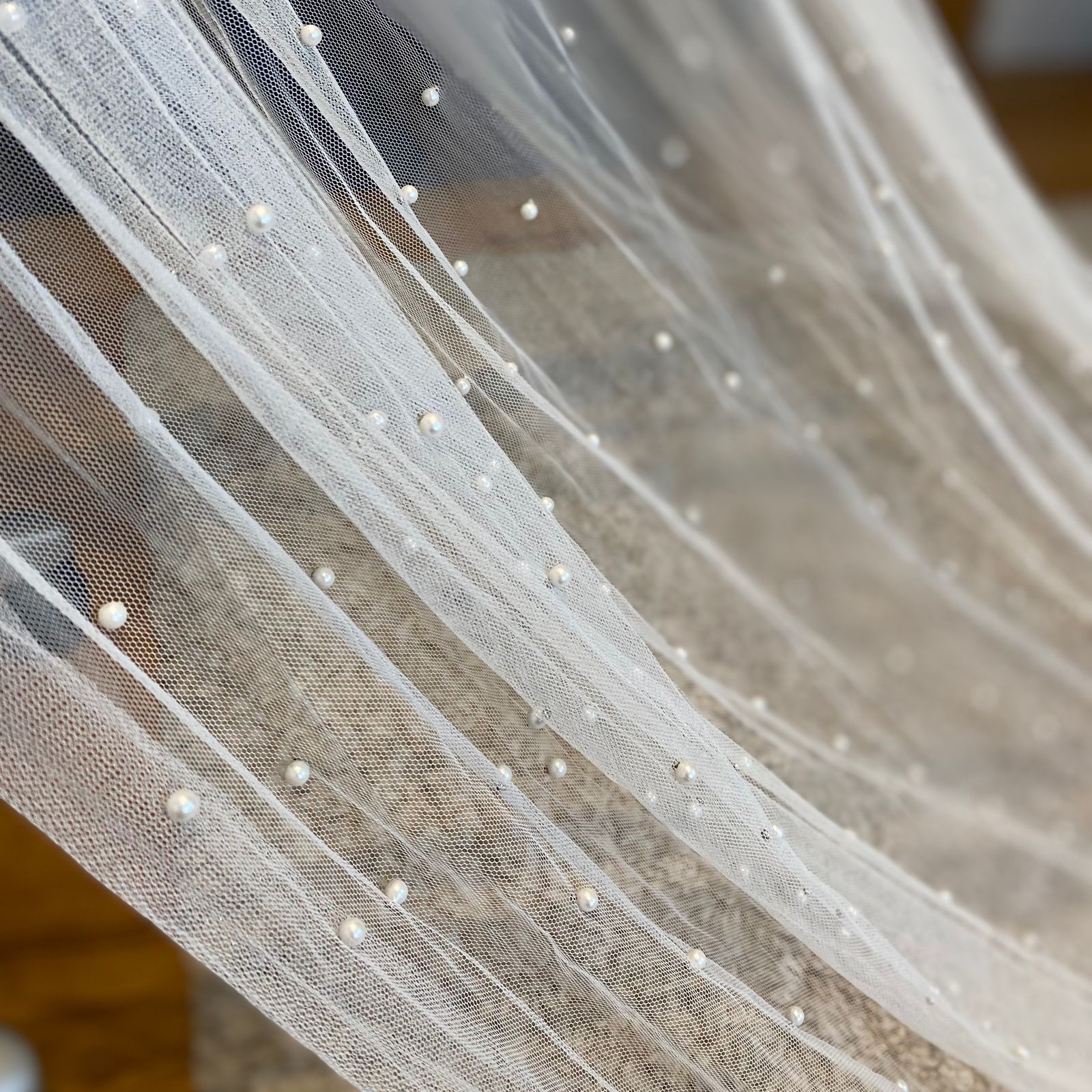 Fillipa a single tier veil encrusted in classic pearls - WED2B