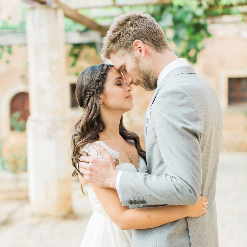 Traditional Greek Wedding With Sarah Seven Wedding Dress, Nude 