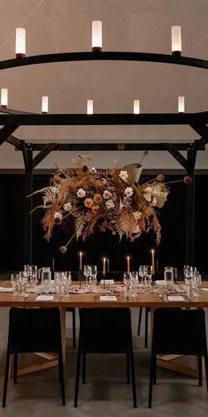 Crumplebury wedding venue with dried flower cloud installation.