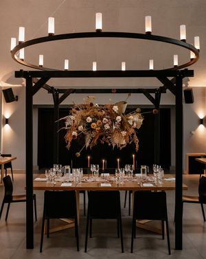 Crumplebury wedding venue with dried flower cloud installation.