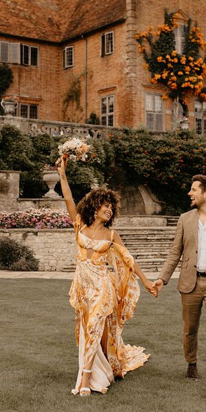 Safari wedding at Port Lympne wedding with colourful wedding dress