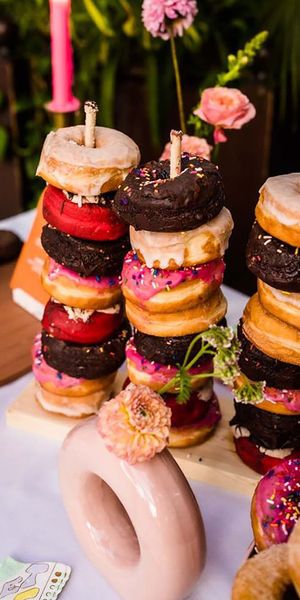 wedding dessert table with doughnuts