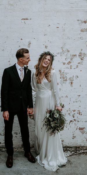 Satin Wrap Wedding Dress