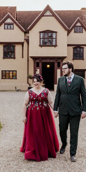 Red wedding dress for Ufton Court wedding