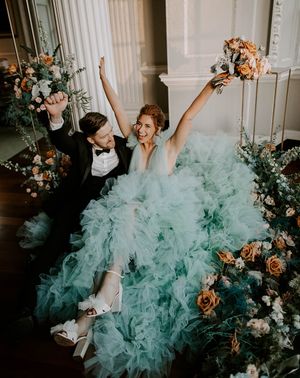 Ruffle light blue wedding dress wedding inspiration