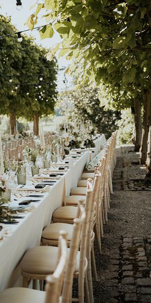 Tuscan inspired wedding decor at Kelmarsh Hall and Gardens outdoor wedding