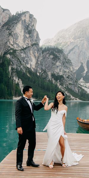 The Dolomites in Italy wedding with lakeside ceremony