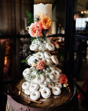 Doughnut tower inspiration as a wedding cake alternative for Botley Hill Barn wedding.