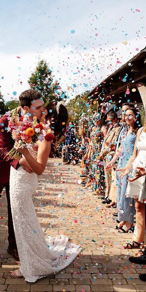 The Canary Shed wedding with colourful decorations
